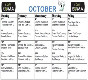 Cafe Roma October Soup Menu